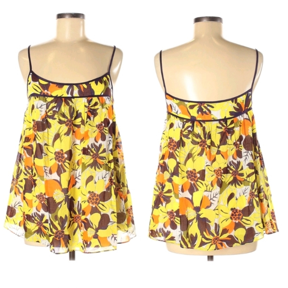MILLY OF NEW YORK floral print swing top / babydoll top / tank Sz. 6